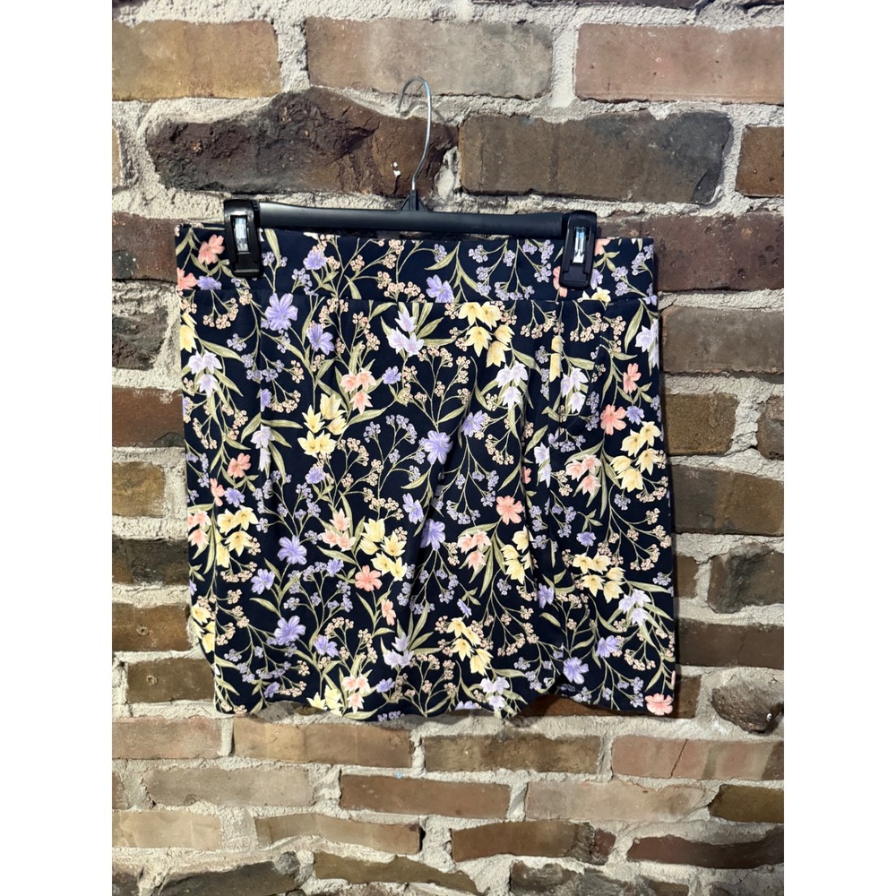 Croft & Barrow Skort Women Medium Navy Floral Cottagecore Boho Cotton Pull On